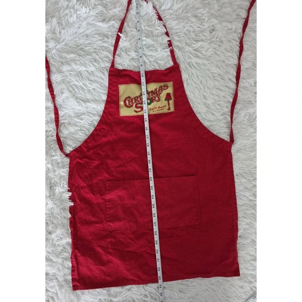 A Christmas Story Apron Red Two Pockets Tie Back Collectible Cooking Family Time